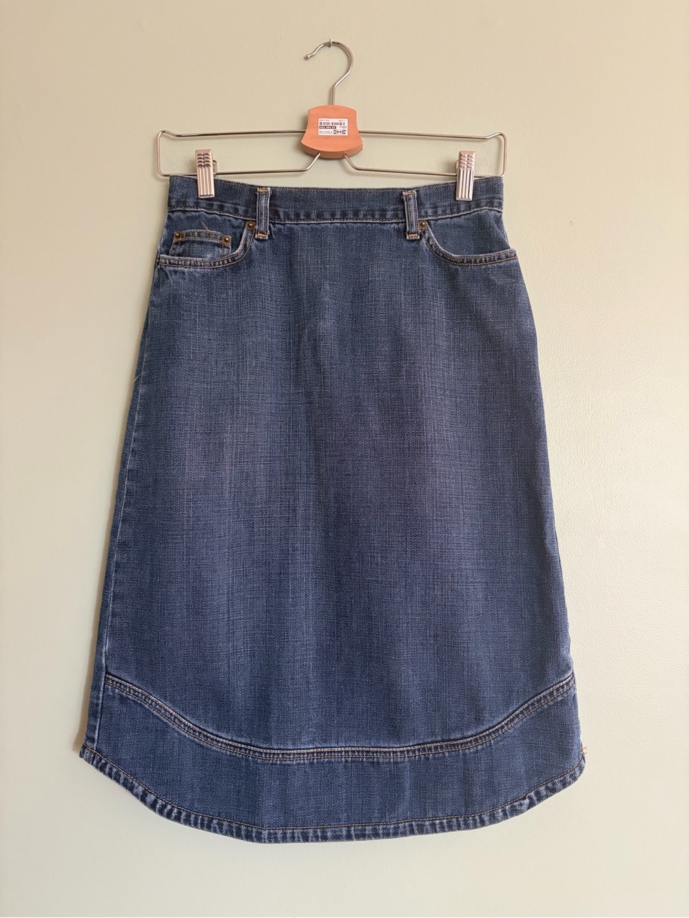 CHEYENNE Vintage Denim Skirt 28 Asymmetrical High Low Western Boho Midi Jean 6